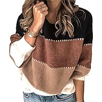 Angashion Women's Sweaters Casual Long Sleeve Crewneck Color
